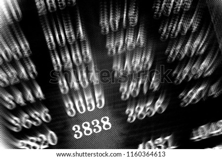 Black background with many numbers focus zoom in perspective