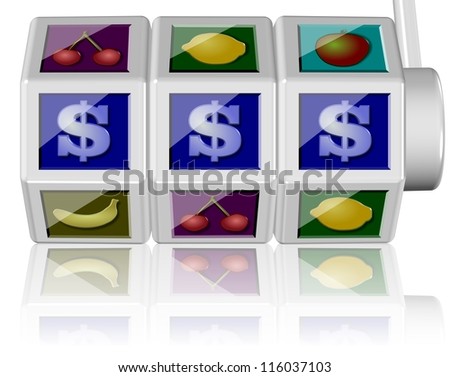 3d illustration of a slot machine on the white background / Slot machine