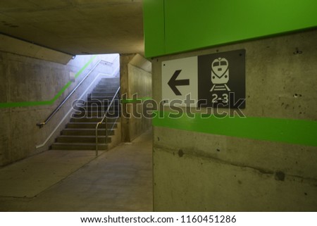 Wayfinding signage in underground train station ideal for international and domestic design.