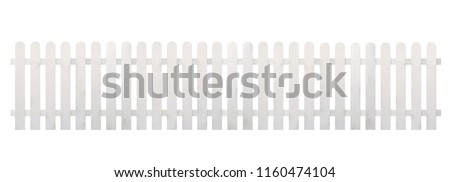 White wooden fence isolated on white background with clipping path   Royalty-Free Stock Photo #1160474104