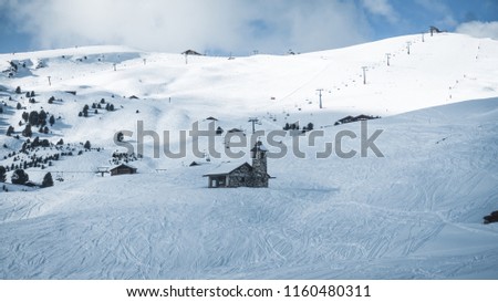 Italian Dolomites Apls, snowy mountain peak at Seceda Mount, winter scenics. Winter 2018