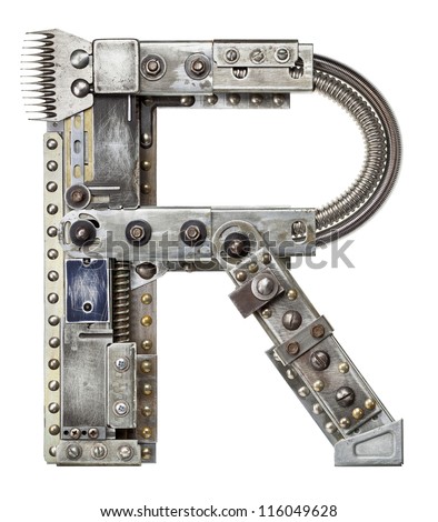 Industrial metal alphabet letter R