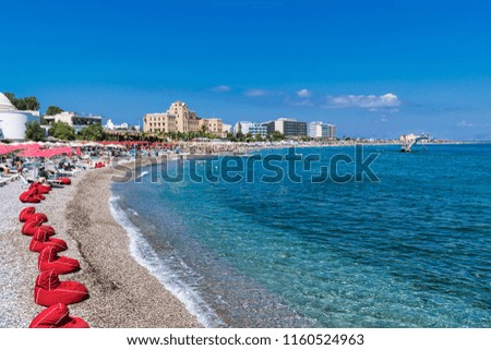 This is a picture of the main beach in Rhodes City on the Greek Isalnd of Rhodes