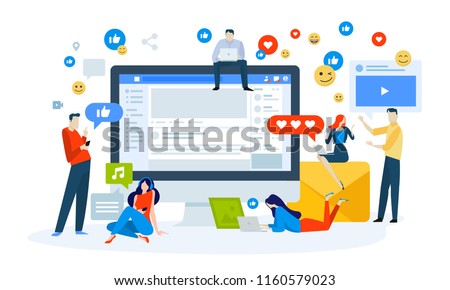 Vector illustration concept of social media.
Creative flat design for web banner, marketing material, business presentation, online advertising.
 Royalty-Free Stock Photo #1160579023