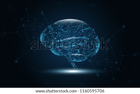 Brain human graphic digital wire dot and line vector illustration Royalty-Free Stock Photo #1160595706
