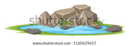 An isolated nature pond illustration