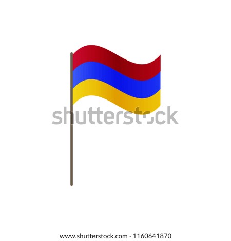 Armenia flag on the flagpole. Official colors and proportion correctly. Waving of Armenia flag on flagpole, vector illustration isolate