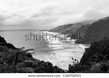 Rugged coast line in a storm