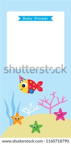 cute fish baby shower invitation card vector