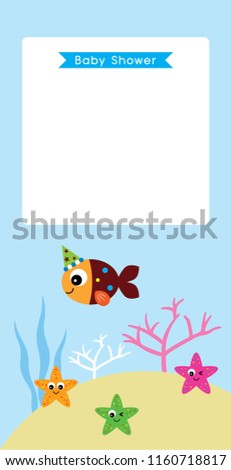 cute fish baby shower invitation card vector