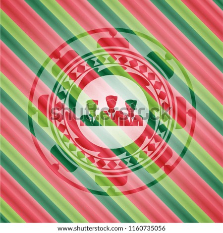 business teamwork icon inside christmas colors style emblem.