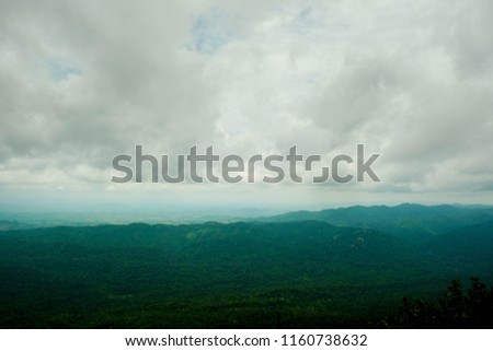 Beautiful landscape of nature, view of the mountains in raining day