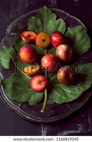 Healthy fresh plums