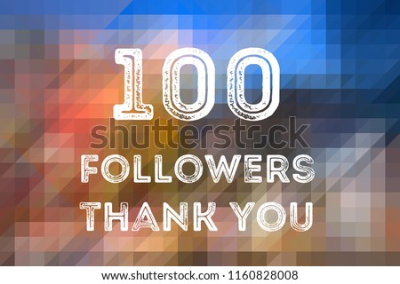 100 followers - social media milestone banner. Online community thank you note. 100 likes.