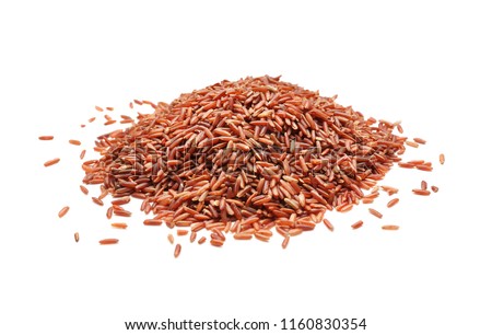 Pile of red rice on white background Royalty-Free Stock Photo #1160830354