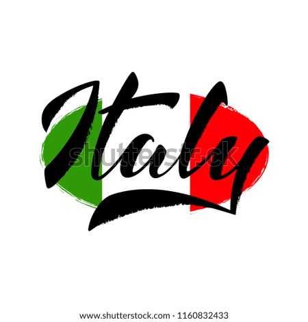 Italy hand lettering illustration. Name of country. Modern brush calligraphy. Isolated on white background. EPS 10