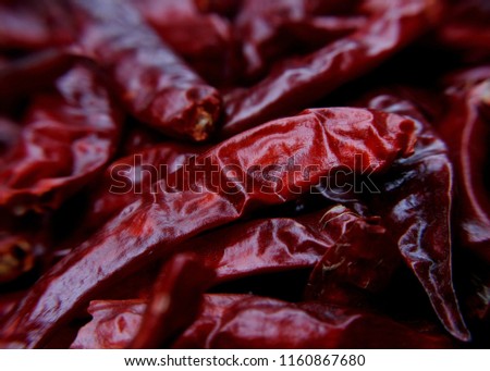 close up of red hot dry chili pepper found in a house in sri lanka
