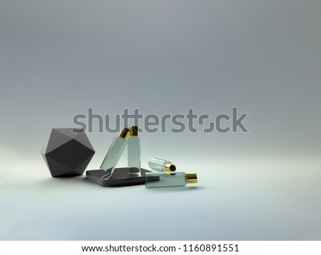 A clear glass placed in front of a polygon. It is a beautiful and beautiful composition. Images for promotion and packaging.