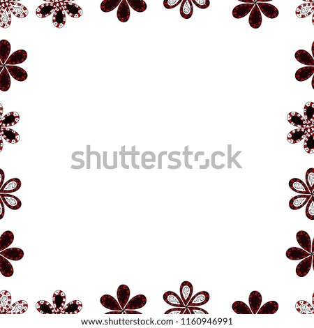 Vector illustration. Square frames doodles. Seamless pattern. Illustration in white, brown and red colors.
