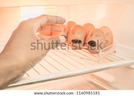 brown eggs with faces a frustrated.