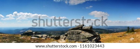 High resolution Panorama of a mountain view in german Harz from the Brocken