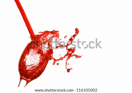 Red juice splash isolated on white background