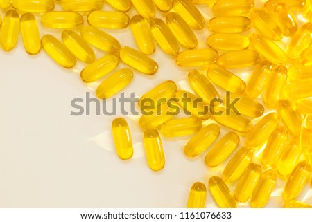 Many capsules Omega 3. Close up, high resolution product. Health care concept.