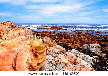 scenic seascape with sky, rocks and Atlantic ocean near Cape of Good Hope(South Africa)