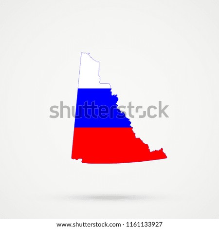Yukon map in Russia flag colors, editable vector.