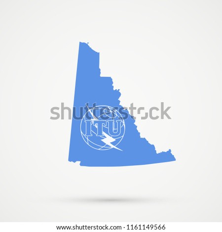 Yukon map in International Telecommunication Union (ITU) flag colors, editable vector.