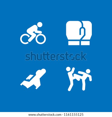 4 boxing icons in vector set. fight, boxing gloves, sport and fighter illustration for web and graphic design