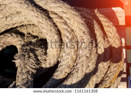 the ship's cable is rolled up close-up