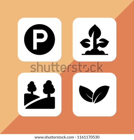 foliage icon. 4 foliage set with park, plant and tree vector icons for web and mobile app