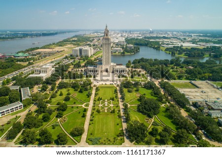 Aerial drone photo State Capitol Park Baton Rouge Louisiana Royalty-Free Stock Photo #1161171367