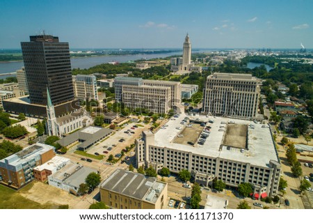 Aerial image Downtown Baton Rouge Louisiana no logos