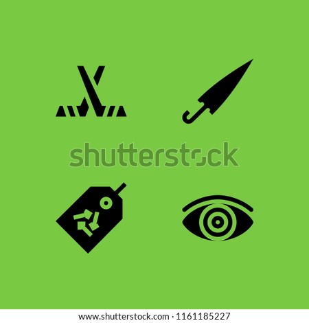 4 protection icons in vector set. hockey, vision, ecology and environment and umbrella illustration for web and graphic design