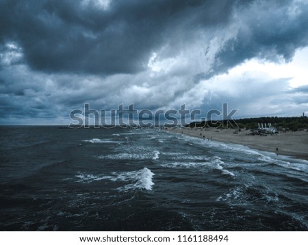Palanga beach with stormy clouds. Storm is coming. 
