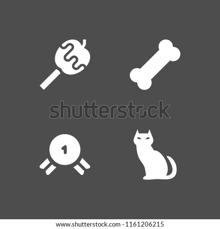 4 treat icons in vector set. sweet, halloween, dog bone and first illustration for web and graphic design