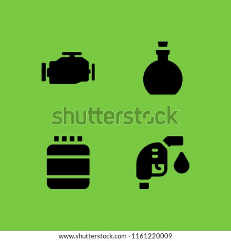 4 oil icons in vector set. olive oil, fuel, engine and supplement illustration for web and graphic design