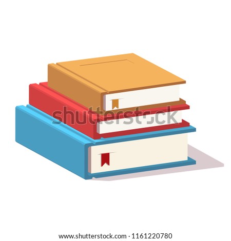 Vector low poly horizontal stack of colored books. Icon for web.