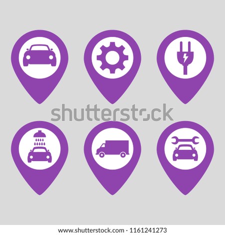 Map pin location icons set on gray background. Vector illustration