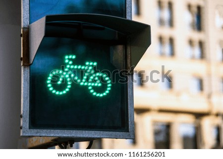 Bicycle traffic light switched to green colour