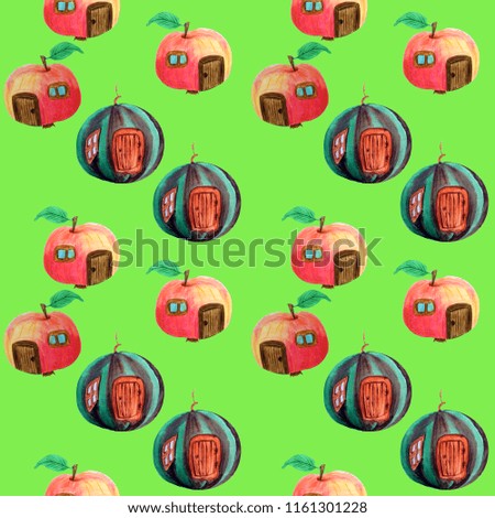 pattern with children's illustration fruit