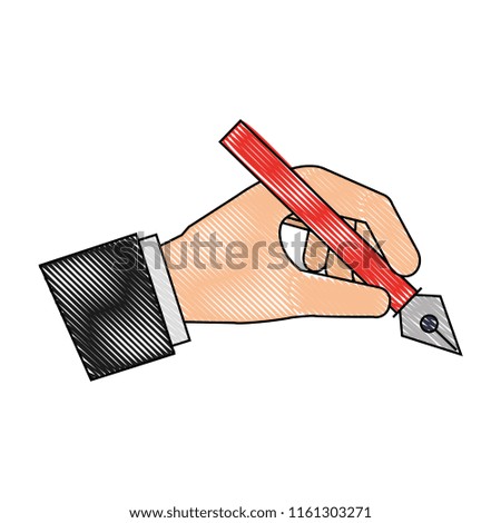 hand holding pen steel basic tip artistic creativity