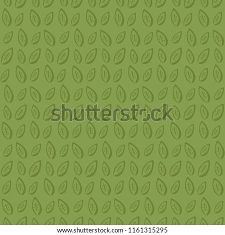 Monochrome green seamless pattern with hand drawn leaves. Trendy vector cute small leaf texture for textile, wrapping paper, background, surface, cover, web design