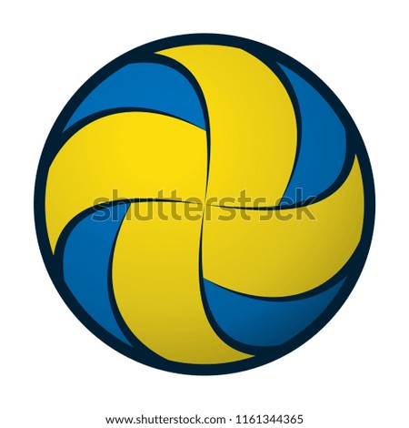 Yellow and blue volleyball gradient sign isolated on white background