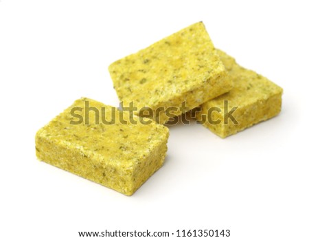 Bouillon stock cubes isolated on white