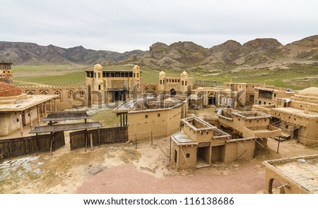 Abandoned sets for the shooting of the movies Daywatch and Nomad in Ili river valley, Kazakhstan.
