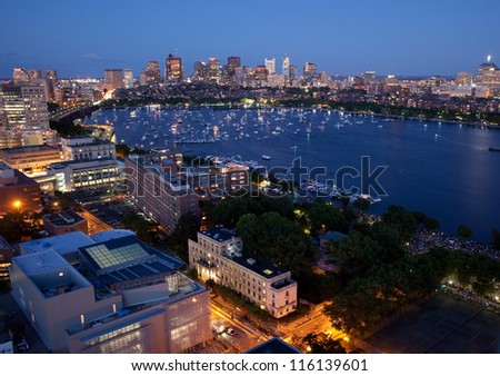 Aerial view of Cambridge and Boston's Back Bay
