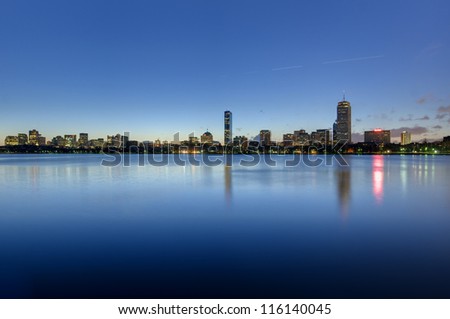 Skyline of Boston's Back Bay area seen at dawn